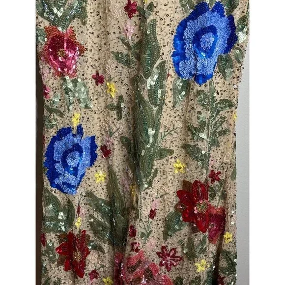 Mac Duggal 5475 Floral Embellished Spaghetti Strap Gown Size 0 NWT Nude Multi - Picture 8 of 12